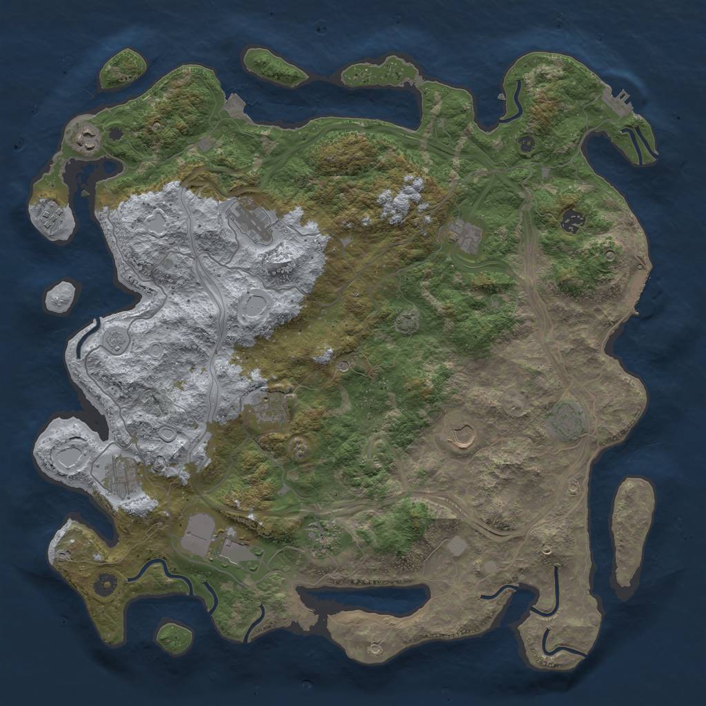 Rust Map: Procedural Map, Size: 4500, Seed: 9487694, 19 Monuments