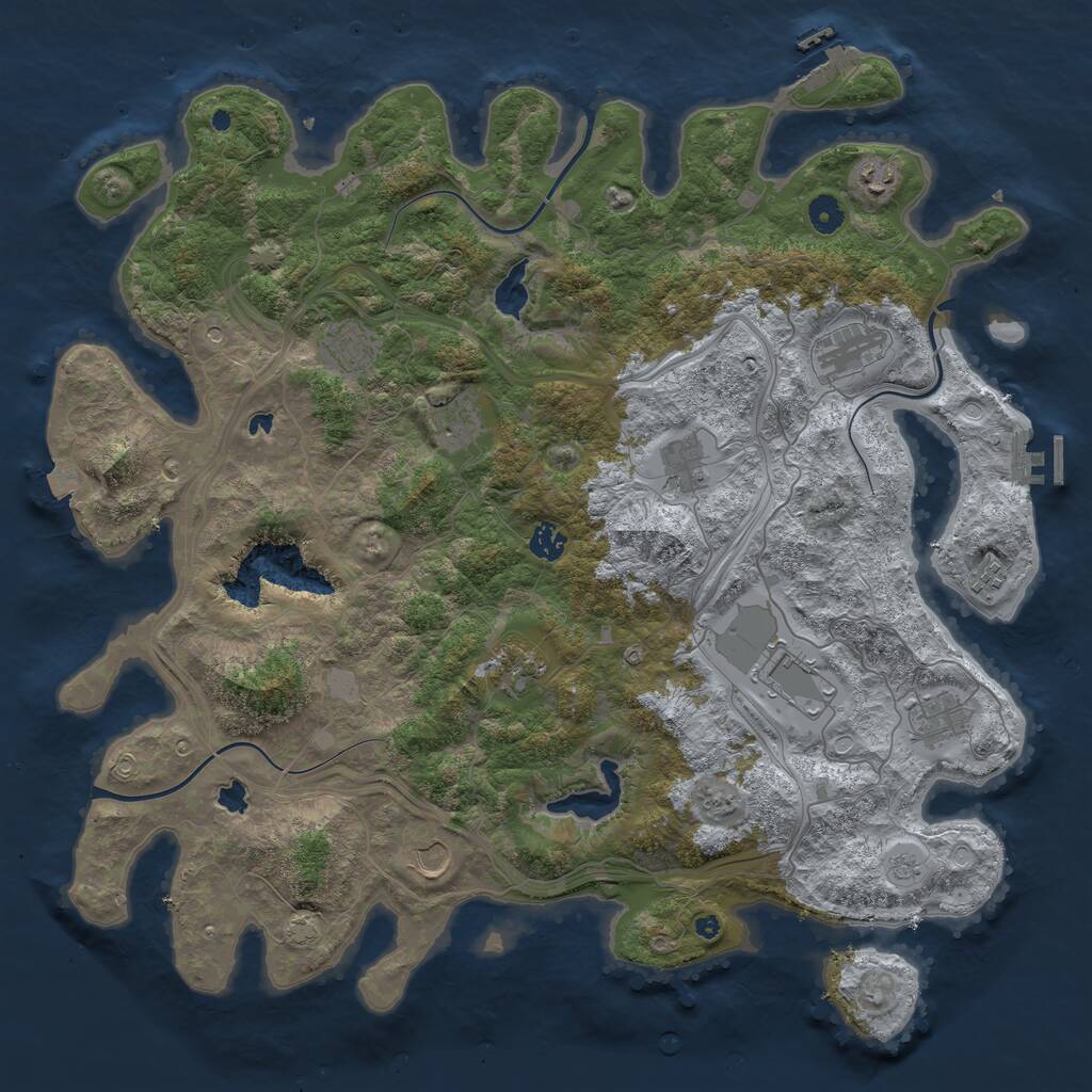 Rust Map: Procedural Map, Size: 4500, Seed: 1381360964, 17 Monuments