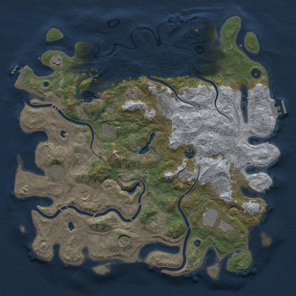 Rust Map: Procedural Map, Size: 4500, Seed: 1144383641, 16 Monuments