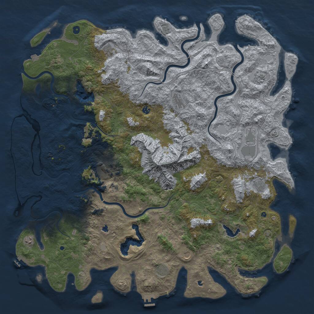 Rust Map: Procedural Map, Size: 6000, Seed: 1190766337, 17 Monuments