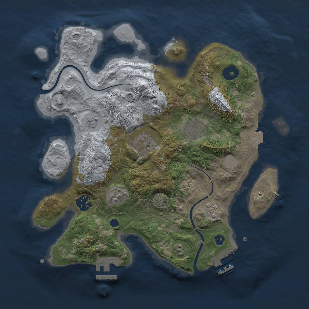Rust Map: Procedural Map, Size: 3000, Seed: 27328, 9 Monuments