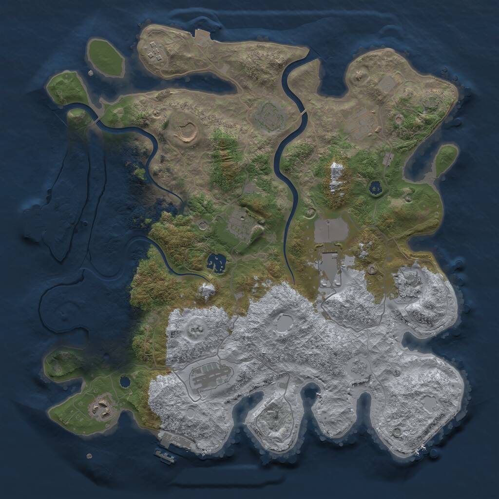 Rust Map: Procedural Map, Size: 3800, Seed: 31275964, 16 Monuments