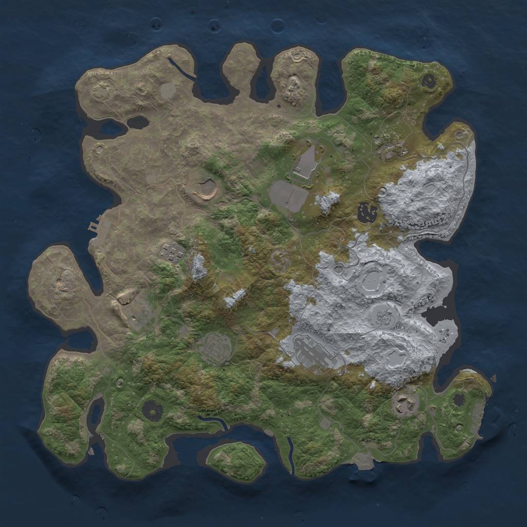 Rust Map: Procedural Map, Size: 3750, Seed: 72106621, 17 Monuments