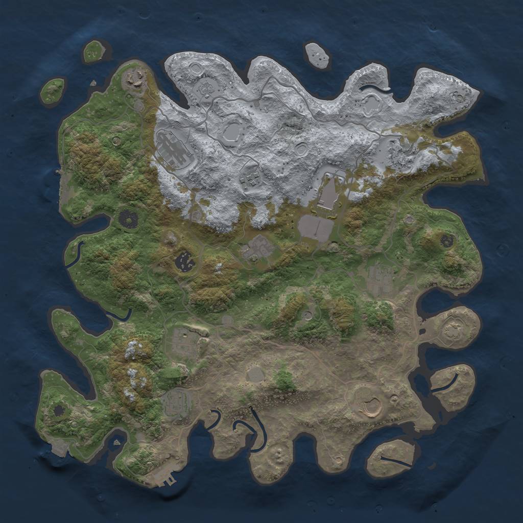 Rust Map: Procedural Map, Size: 4000, Seed: 2081406184, 19 Monuments