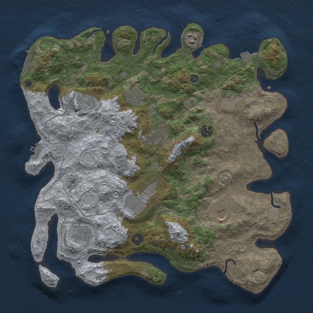 Rust Map: Procedural Map, Size: 4000, Seed: 942876852, 18 Monuments