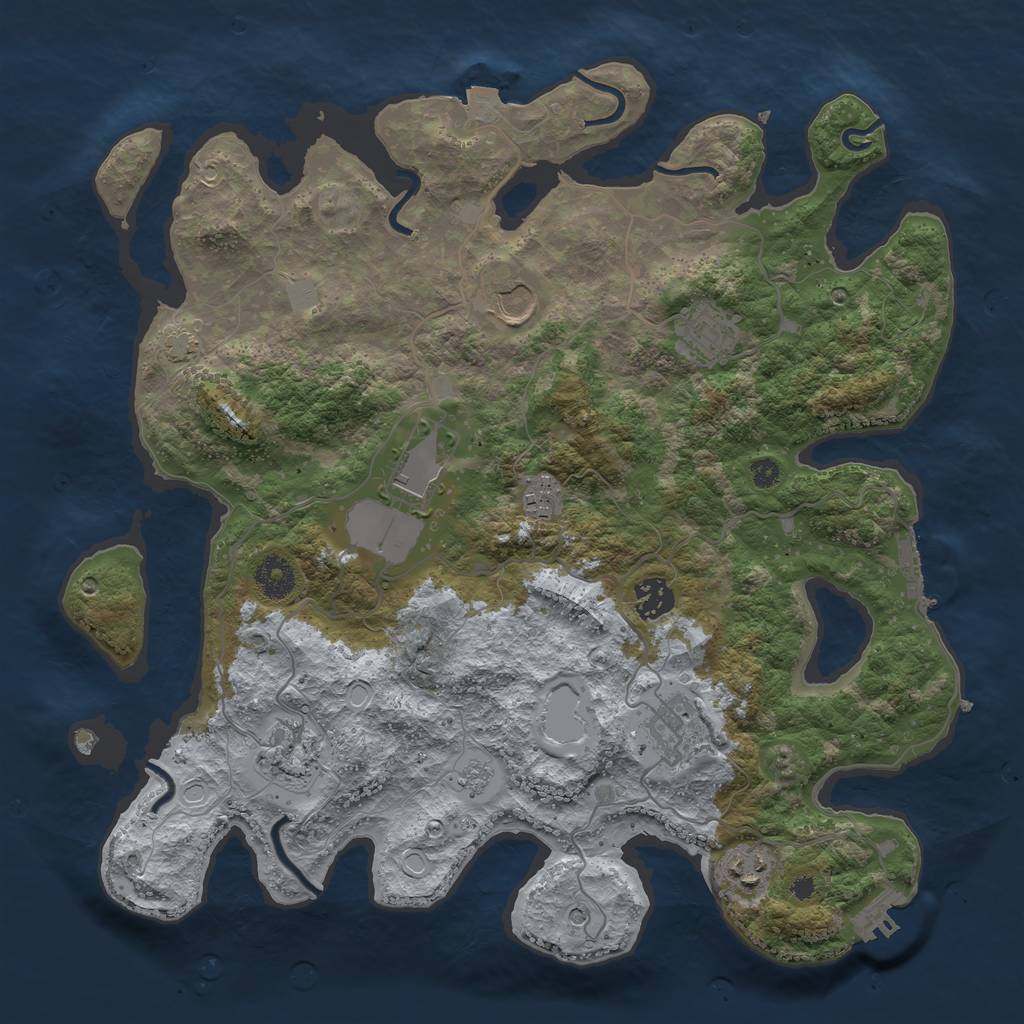 Rust Map: Procedural Map, Size: 3700, Seed: 1995026876, 16 Monuments