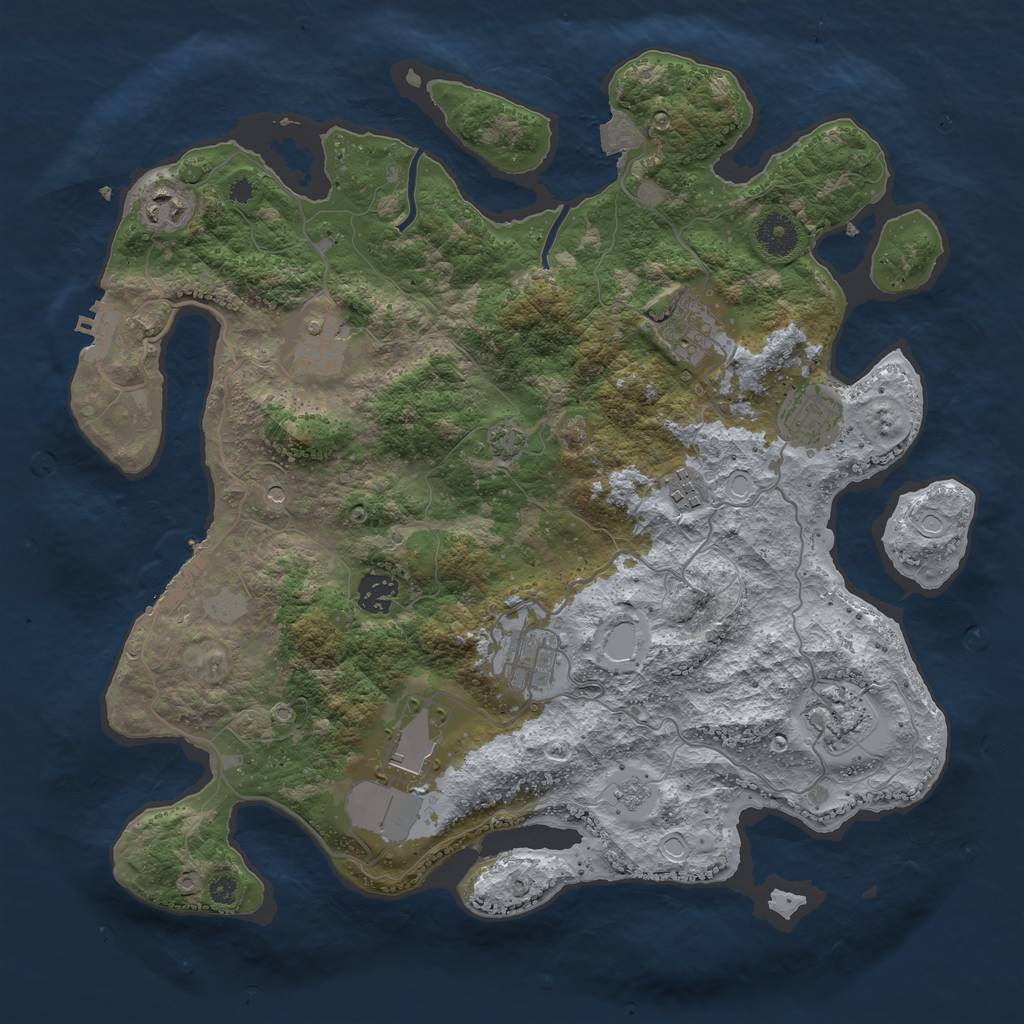 Rust Map: Procedural Map, Size: 3750, Seed: 1968816428, 17 Monuments