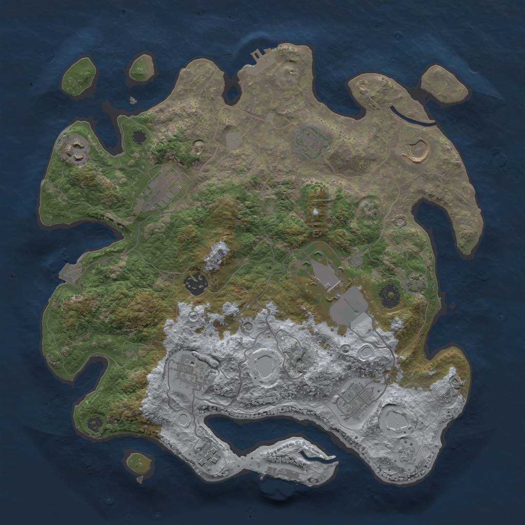 Rust Map: Procedural Map, Size: 3500, Seed: 1542580007, 17 Monuments