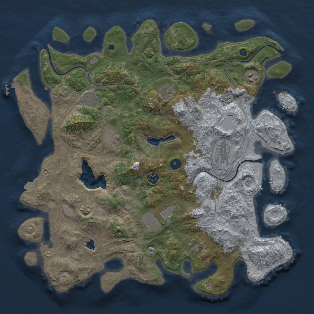 Rust Map: Procedural Map, Size: 4250, Seed: 1045349844, 14 Monuments