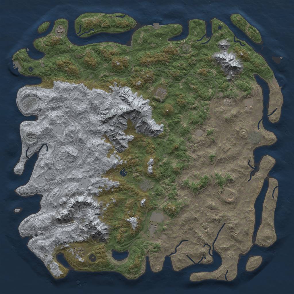 Rust Map: Procedural Map, Size: 6000, Seed: 420666, 19 Monuments