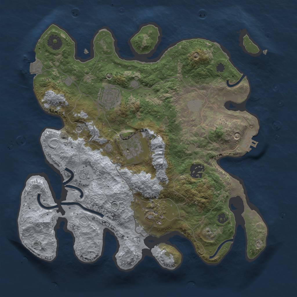 Rust Map: Procedural Map, Size: 3000, Seed: 21241, 10 Monuments