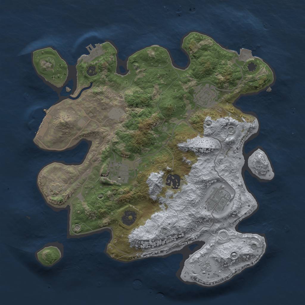 Rust Map: Procedural Map, Size: 3000, Seed: 35948, 12 Monuments