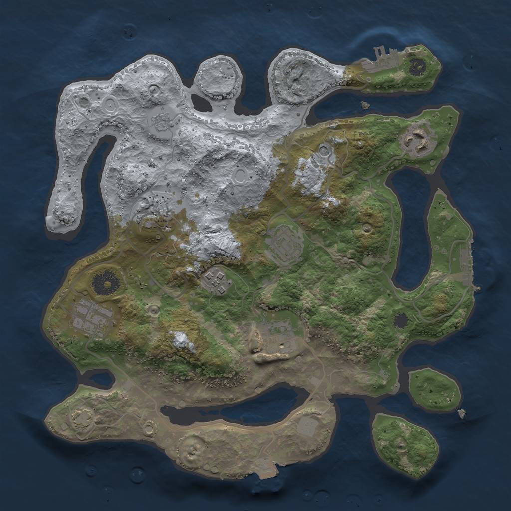 Rust Map: Procedural Map, Size: 3000, Seed: 35425010, 14 Monuments