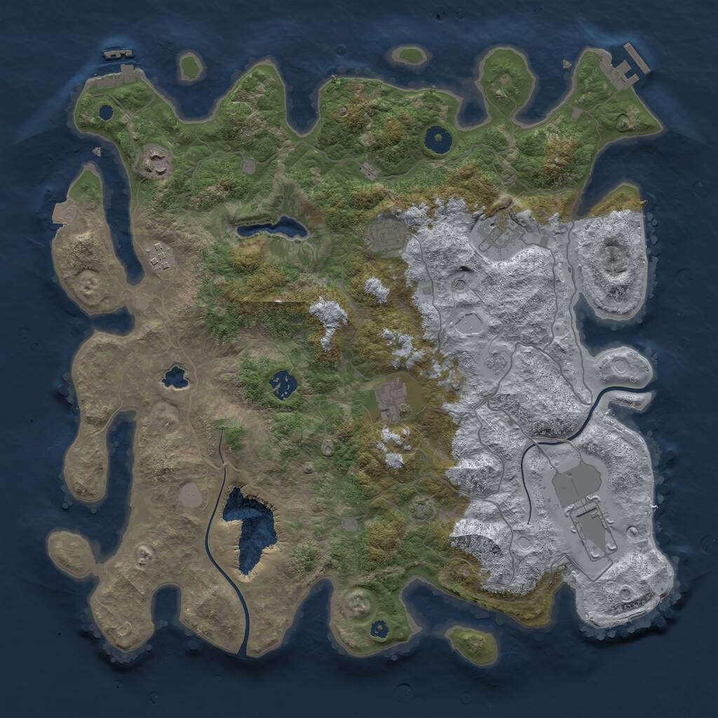 Rust Map: Procedural Map, Size: 4000, Seed: 222367144, 13 Monuments