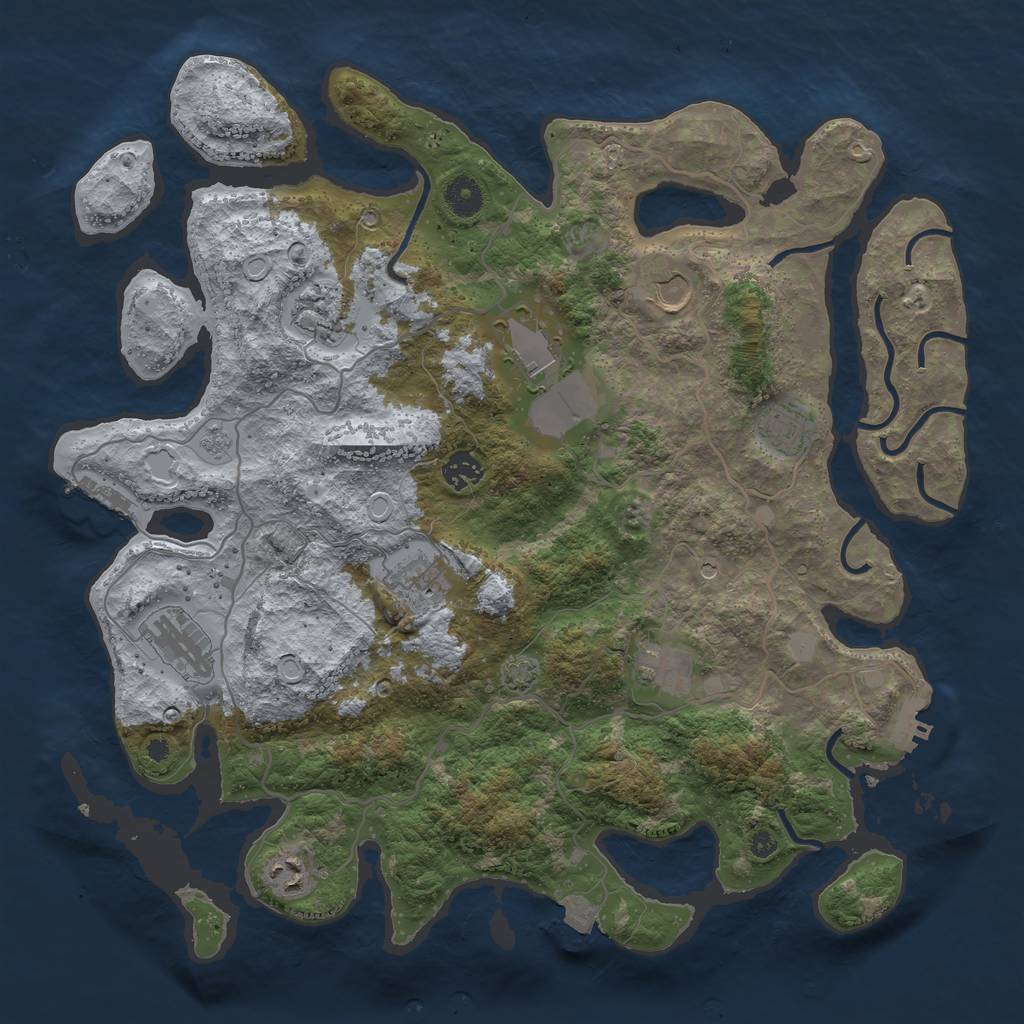 Rust Map: Procedural Map, Size: 4000, Seed: 2023110249, 17 Monuments