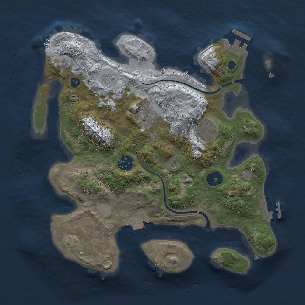 Rust Map: Procedural Map, Size: 3000, Seed: 76965, 9 Monuments