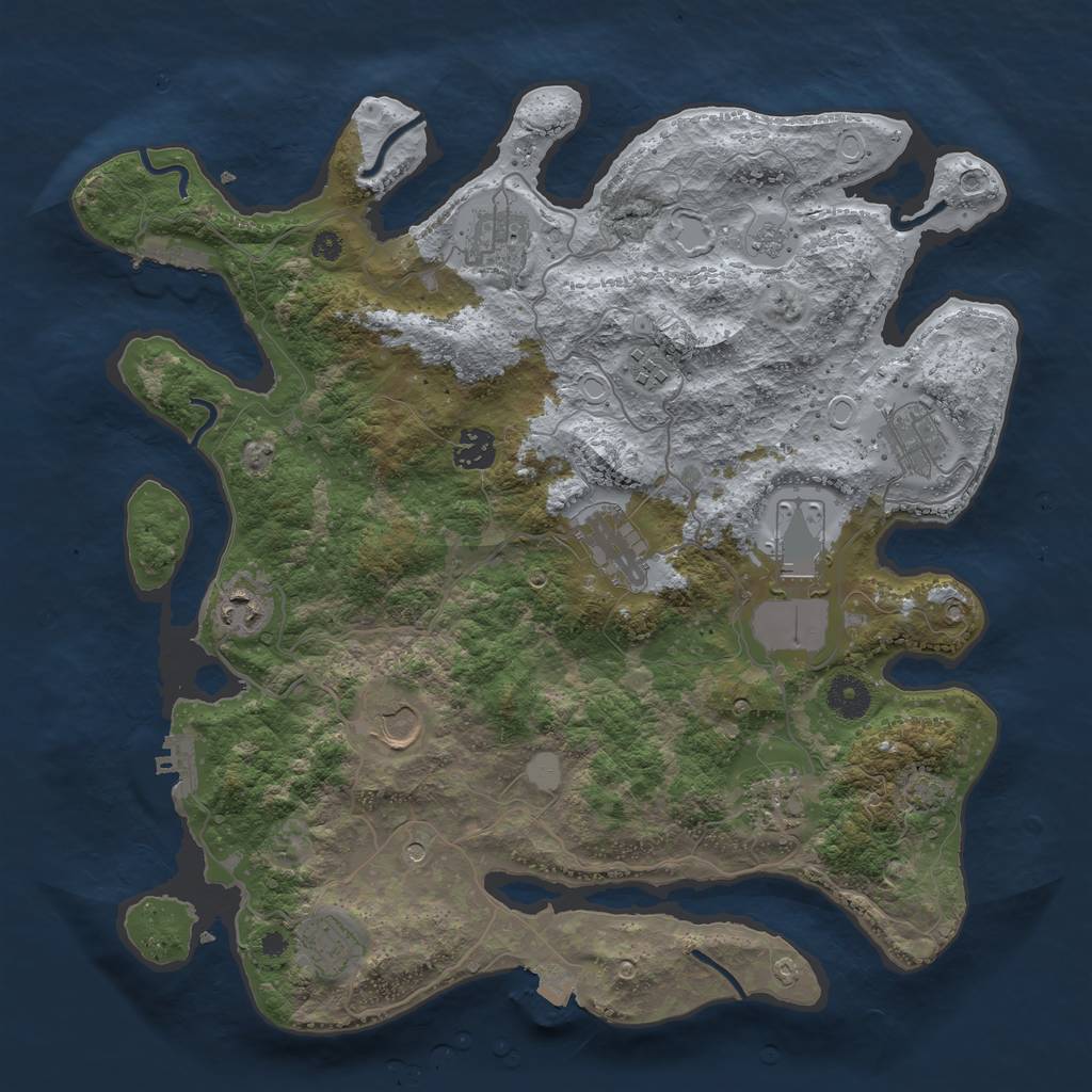 Rust Map: Procedural Map, Size: 3800, Seed: 62348644, 18 Monuments
