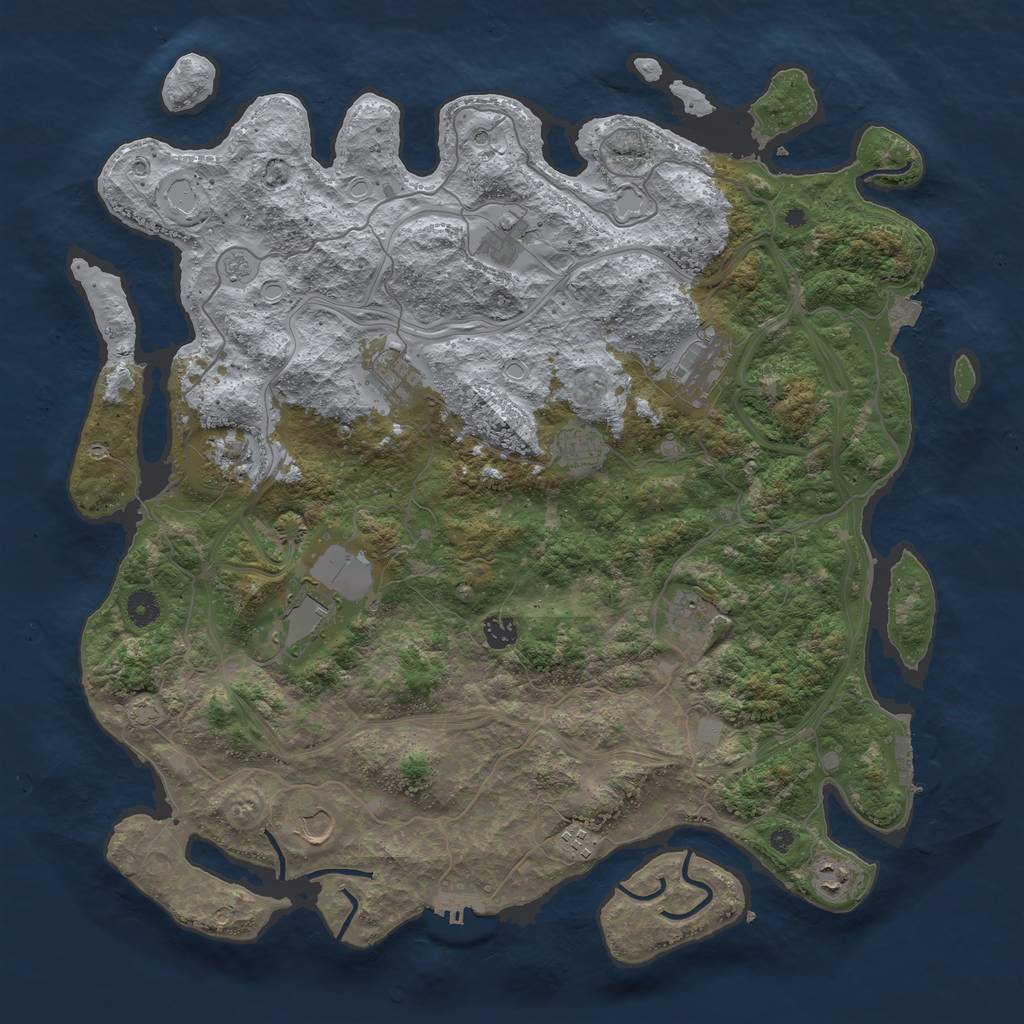 Rust Map: Procedural Map, Size: 4500, Seed: 1435465378, 19 Monuments