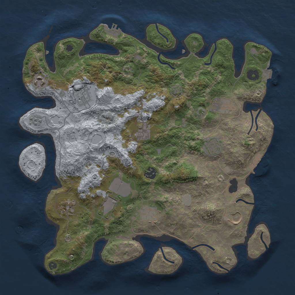 Rust Map: Procedural Map, Size: 3700, Seed: 247801045, 19 Monuments