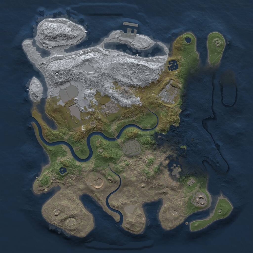 Rust Map: Procedural Map, Size: 3500, Seed: 1857521348, 14 Monuments