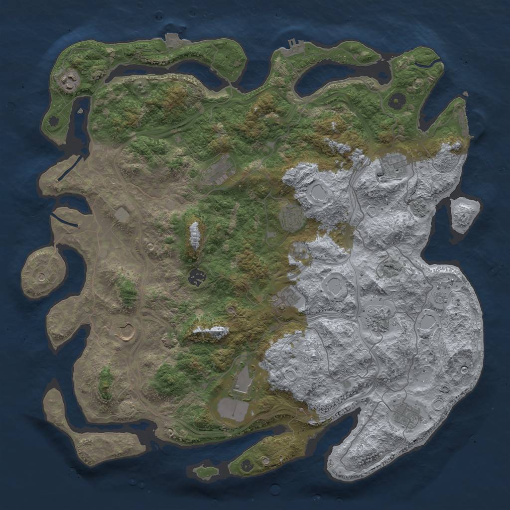 Rust Map: Procedural Map, Size: 4500, Seed: 323636988, 19 Monuments