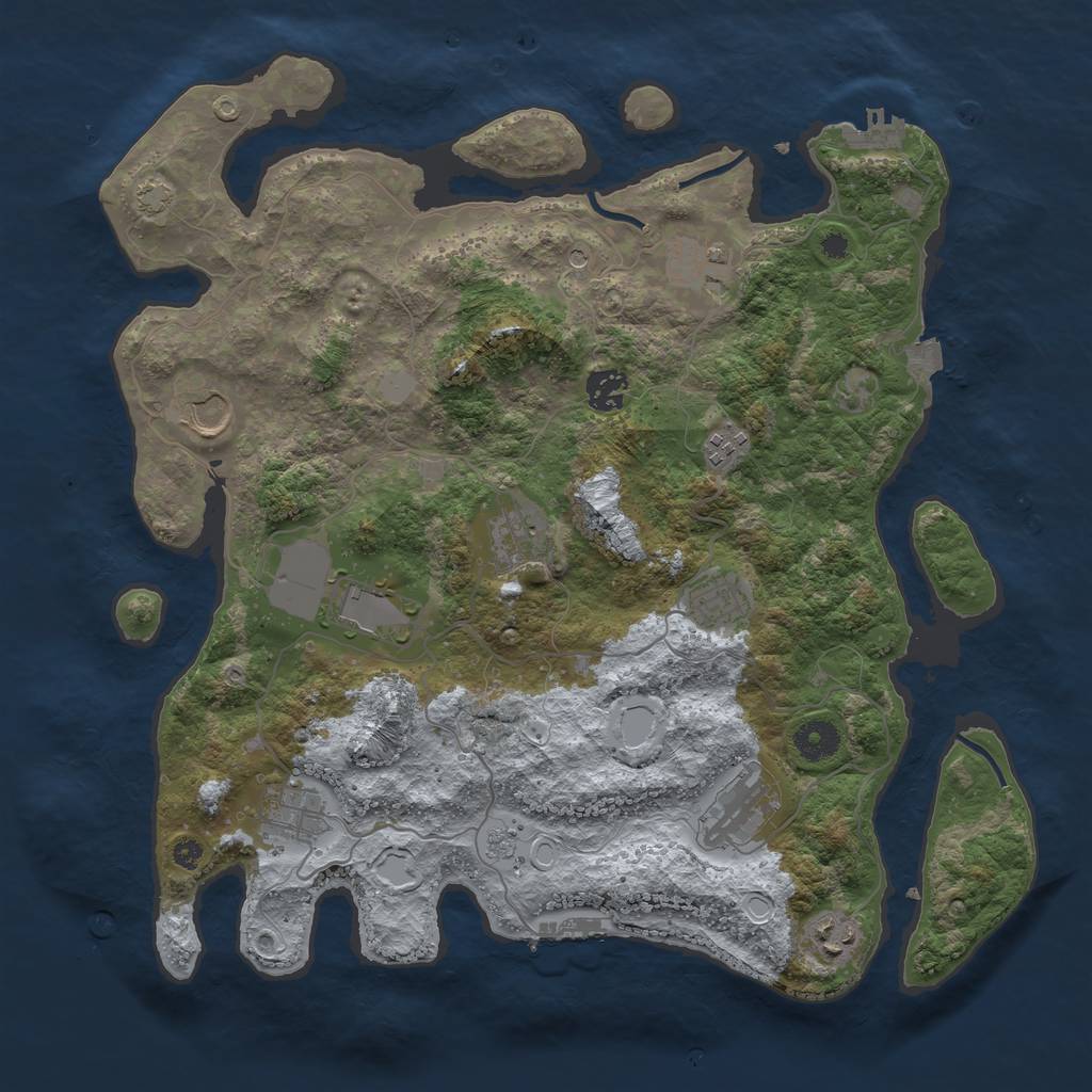 Rust Map: Procedural Map, Size: 3800, Seed: 895311132, 18 Monuments