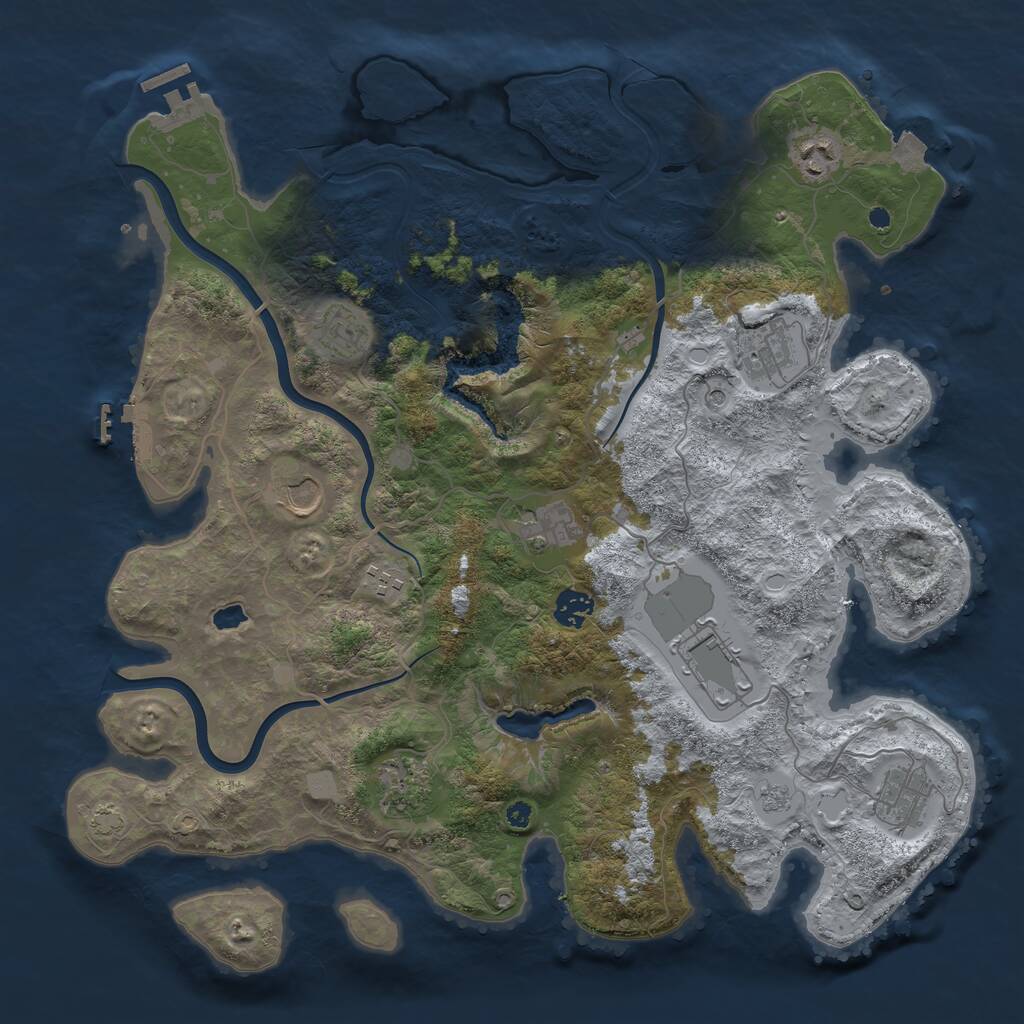 Rust Map: Procedural Map, Size: 4000, Seed: 25640, 16 Monuments