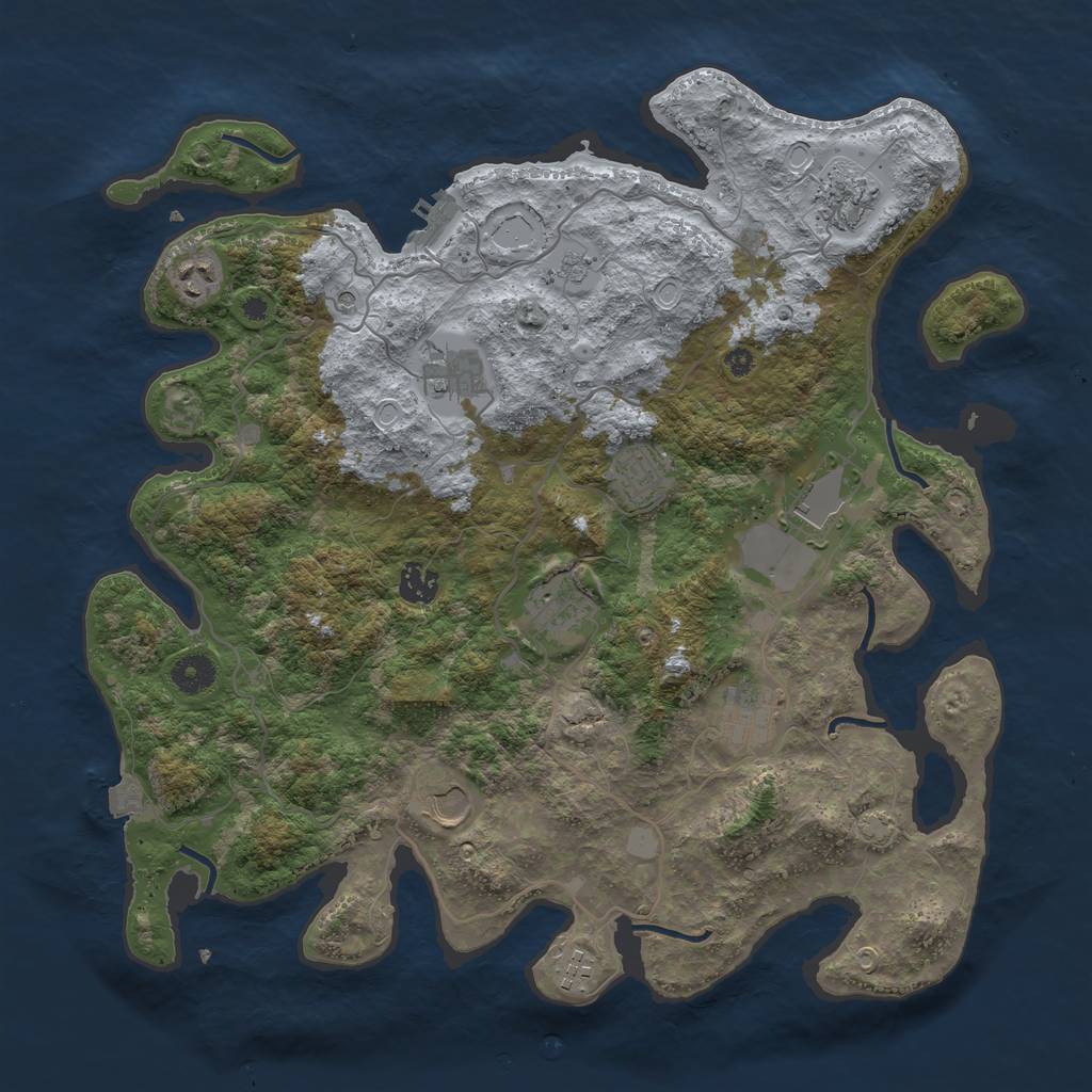 Rust Map: Procedural Map, Size: 4000, Seed: 32039, 17 Monuments