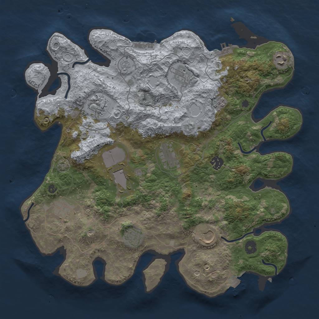 Rust Map: Procedural Map, Size: 3700, Seed: 1079876346, 18 Monuments