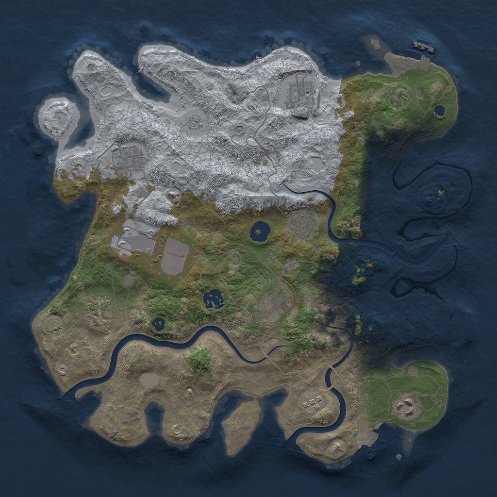 Rust Map: Procedural Map, Size: 3700, Seed: 1079876346, 15 Monuments