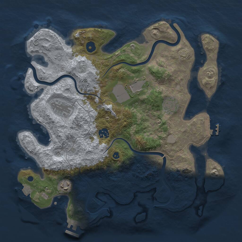 Rust Map: Procedural Map, Size: 3500, Seed: 350564157, 12 Monuments