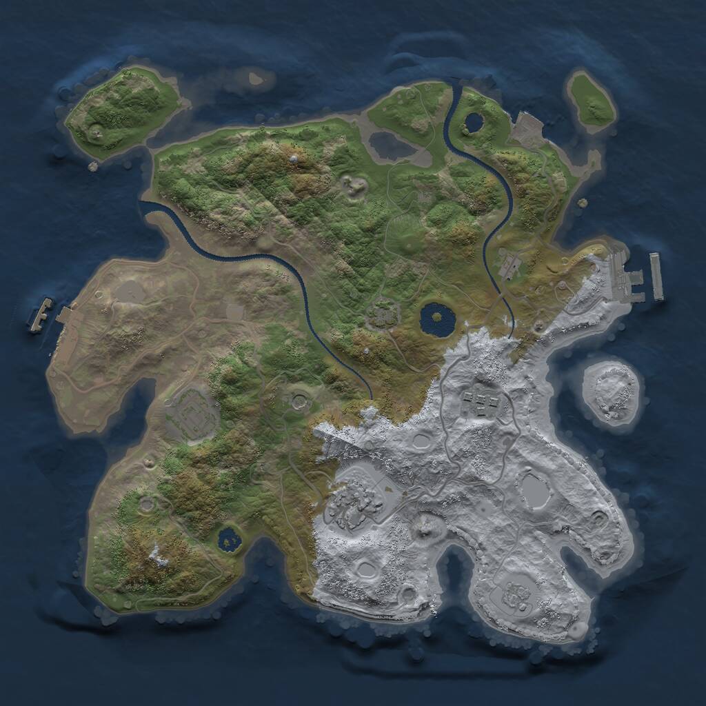Rust Map: Procedural Map, Size: 3000, Seed: 579283939, 9 Monuments