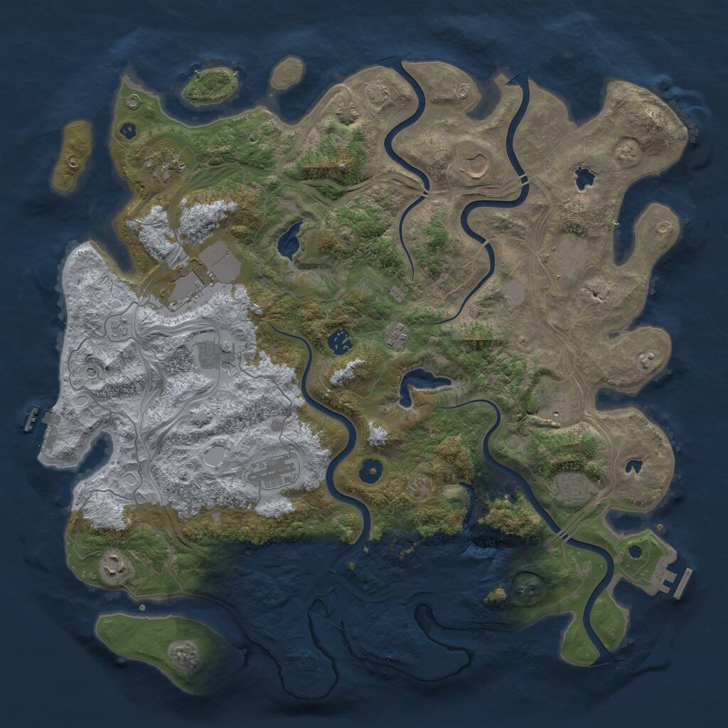 Rust Map: Procedural Map, Size: 4500, Seed: 98124, 17 Monuments