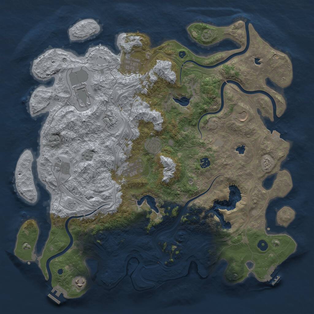 Rust Map: Procedural Map, Size: 4500, Seed: 232798754, 16 Monuments