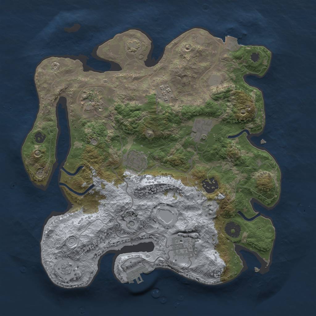 Rust Map: Procedural Map, Size: 3000, Seed: 83644, 13 Monuments