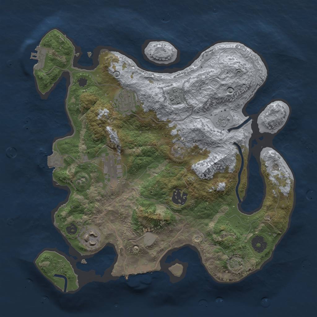 Rust Map: Procedural Map, Size: 3000, Seed: 900009999, 12 Monuments