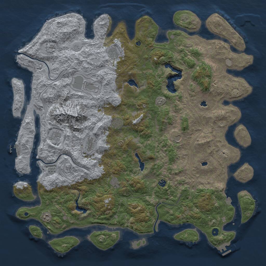 Rust Map: Procedural Map, Size: 5500, Seed: 703678997, 17 Monuments