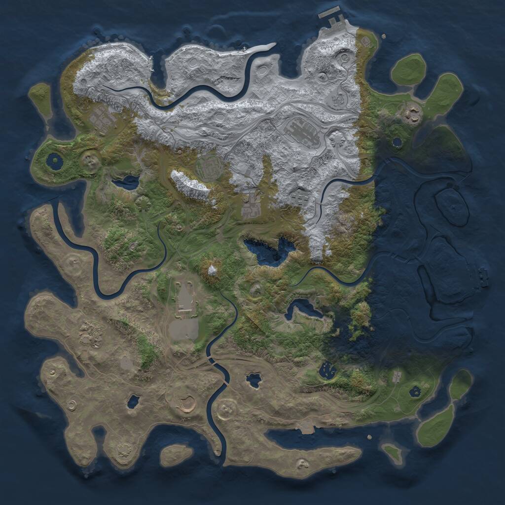 Rust Map: Procedural Map, Size: 4500, Seed: 72198465, 16 Monuments