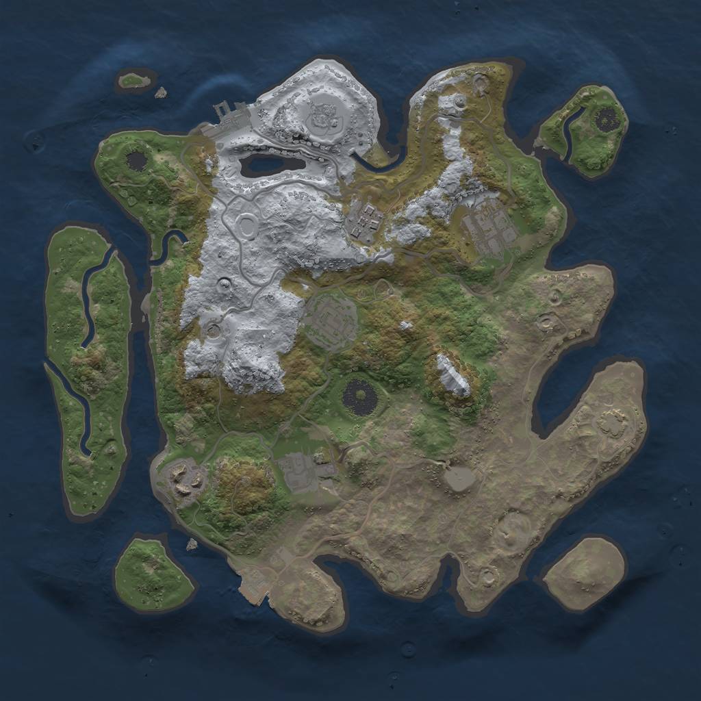 Rust Map: Procedural Map, Size: 3000, Seed: 15060, 12 Monuments