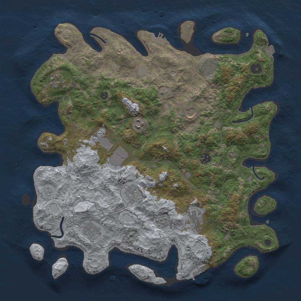 Rust Map: Procedural Map, Size: 4100, Seed: 42582, 18 Monuments