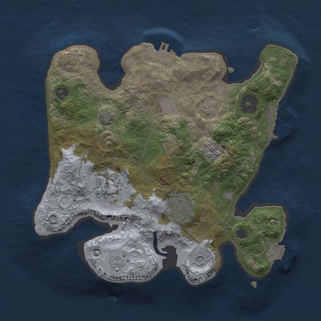 Rust Map: Procedural Map, Size: 2500, Seed: 410527668, 11 Monuments