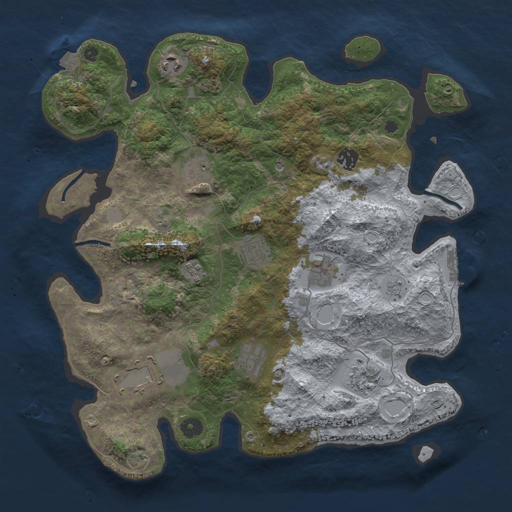 Rust Map: Procedural Map, Size: 3650, Seed: 1018463872, 16 Monuments