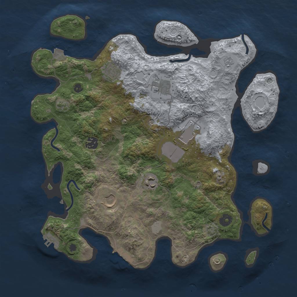 Rust Map: Procedural Map, Size: 3500, Seed: 1011158238, 14 Monuments