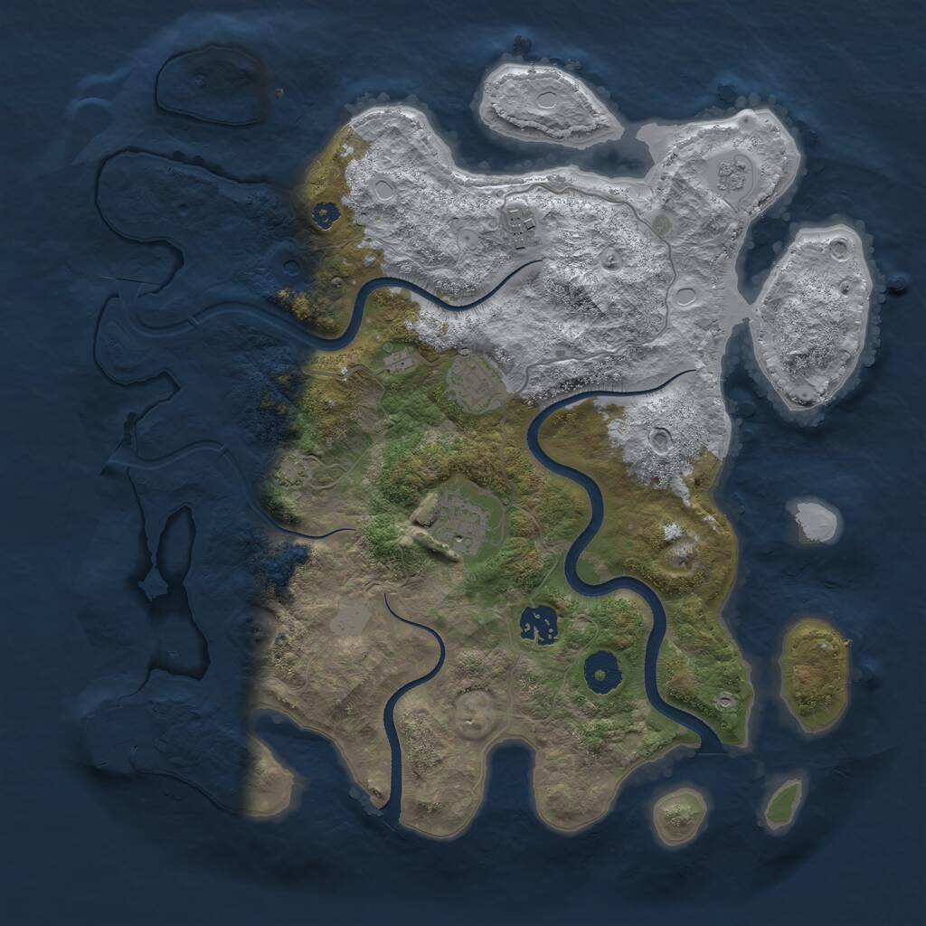 Rust Map: Procedural Map, Size: 3500, Seed: 1011158238, 9 Monuments