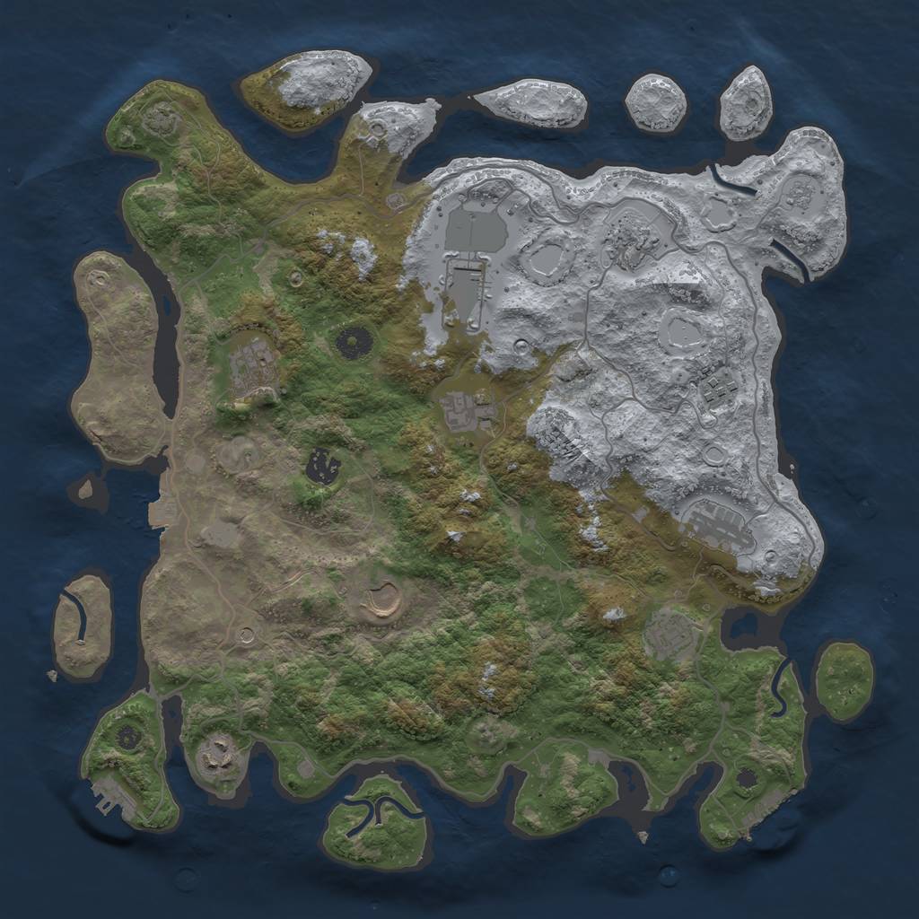 Rust Map: Procedural Map, Size: 4000, Seed: 12233534, 18 Monuments
