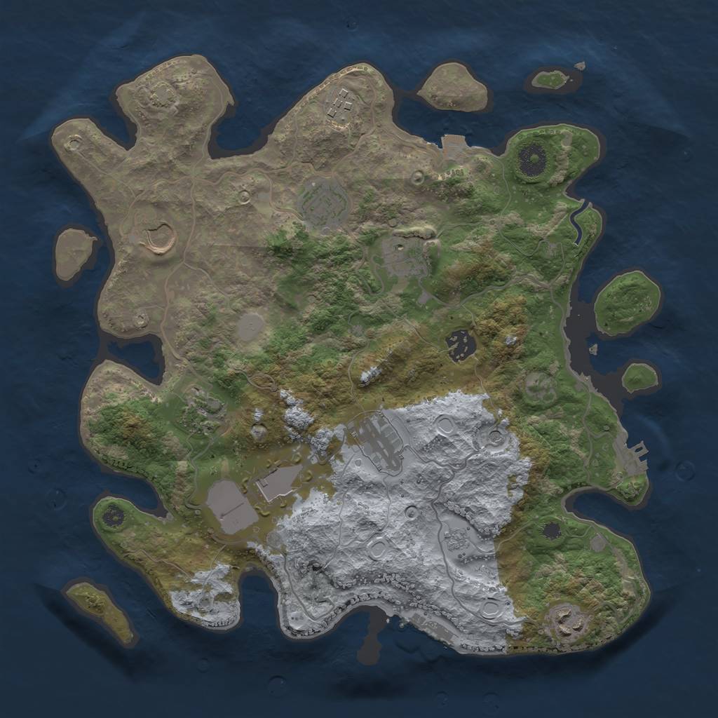 Rust Map: Procedural Map, Size: 3500, Seed: 1806268811, 17 Monuments