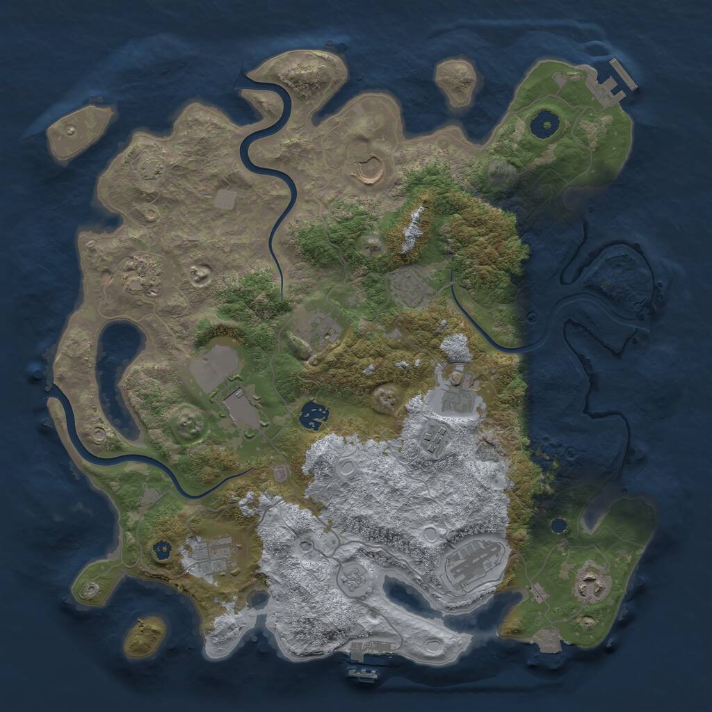 Rust Map: Procedural Map, Size: 3850, Seed: 27059966, 17 Monuments