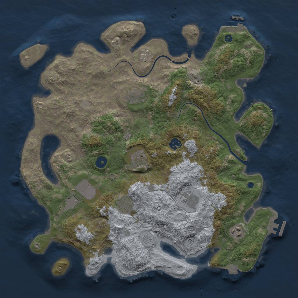 Rust Map: Procedural Map, Size: 3850, Seed: 27059966, 14 Monuments