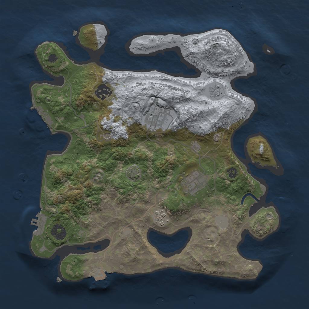 Rust Map: Procedural Map, Size: 3000, Seed: 2069080759, 12 Monuments