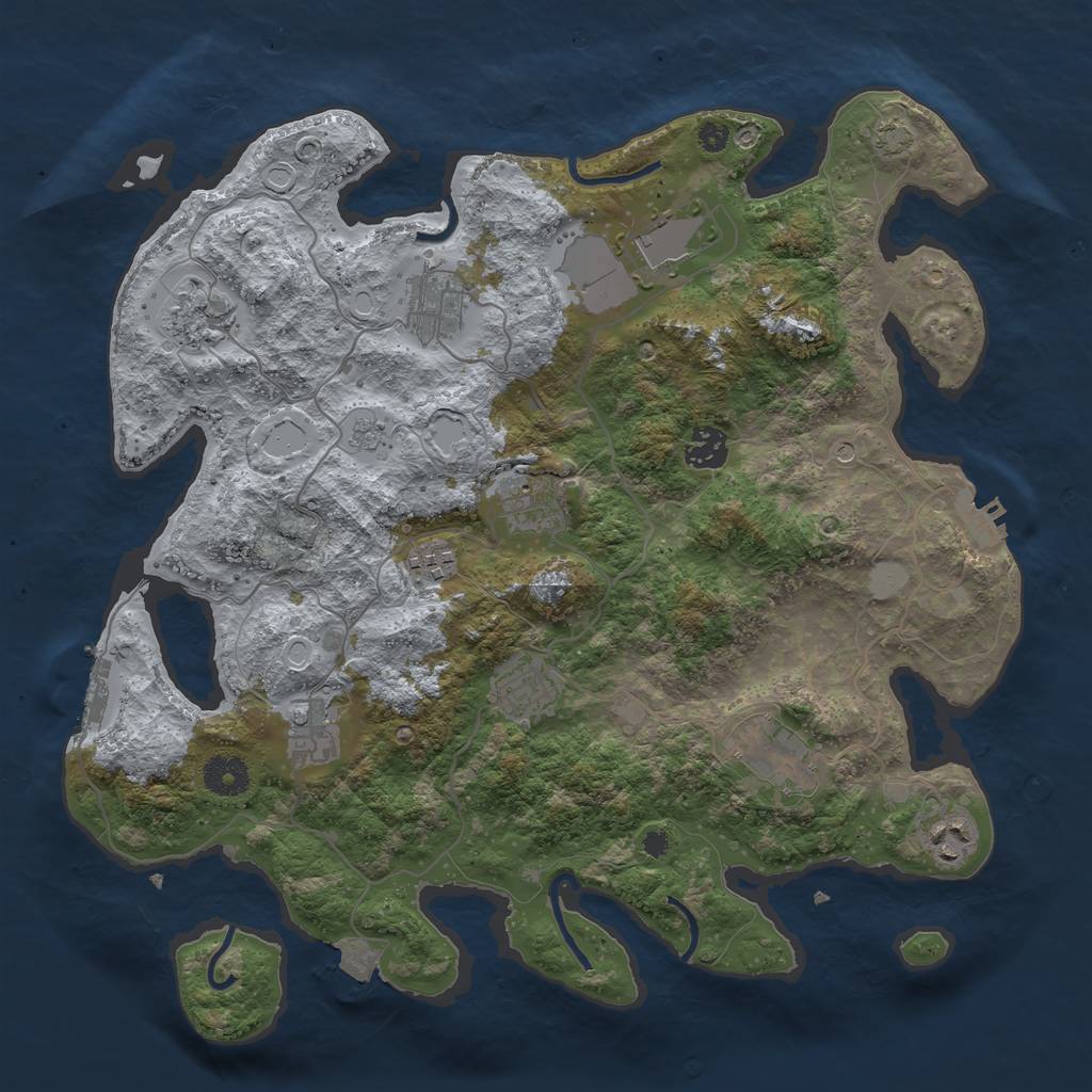 Rust Map: Procedural Map, Size: 3700, Seed: 1101110655, 18 Monuments